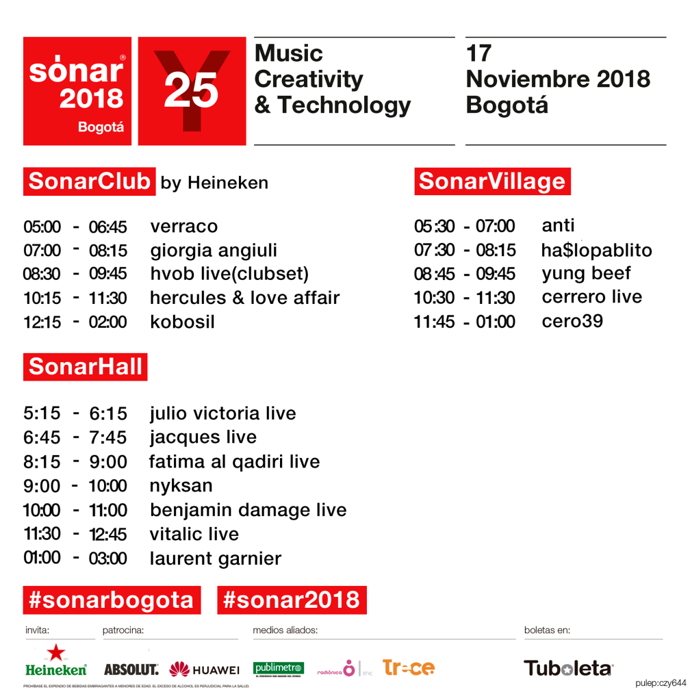 Programación Sónar Bogotá 2018