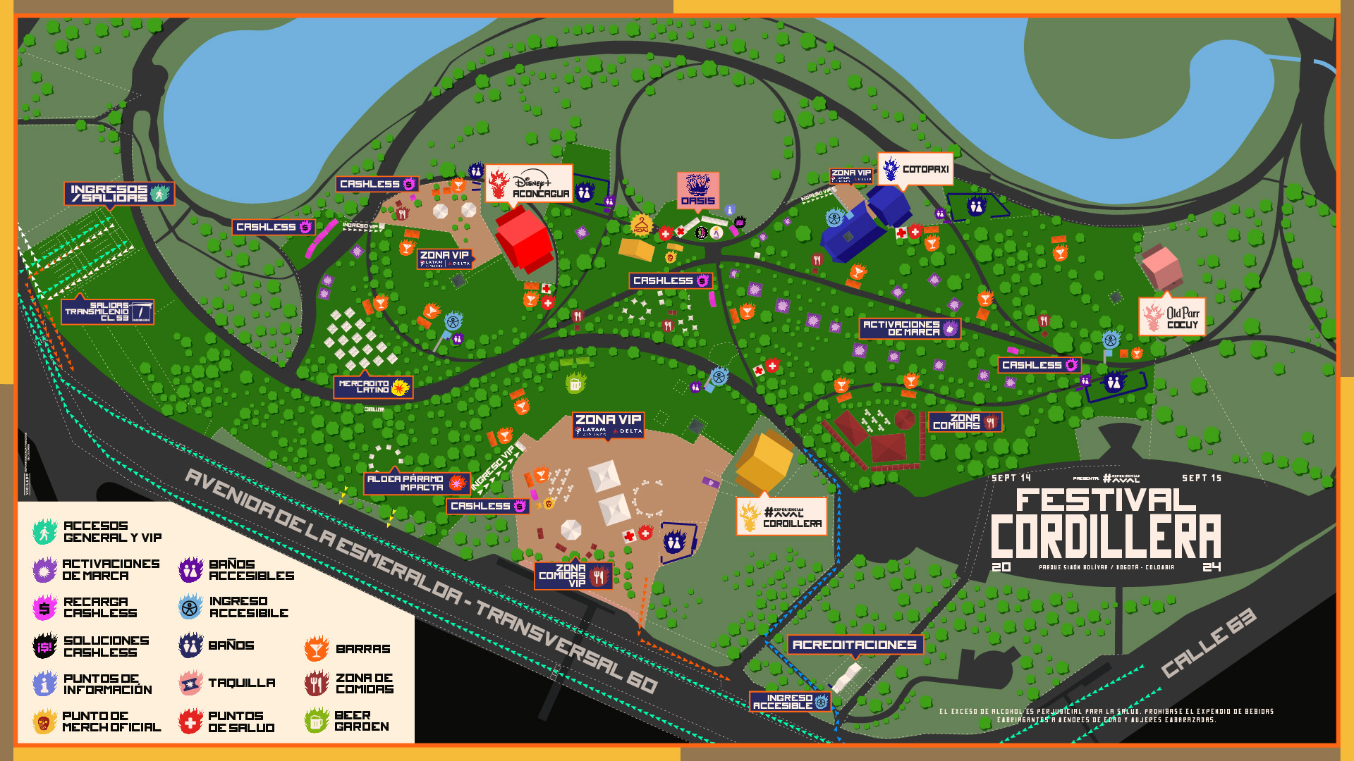 Mapa Festival Cordillera 2024 | Imagen cortesía de Paramo