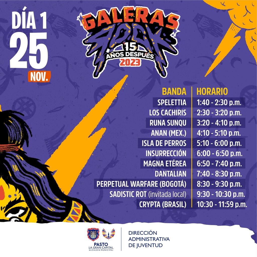 Programación Galeras Rock día 1