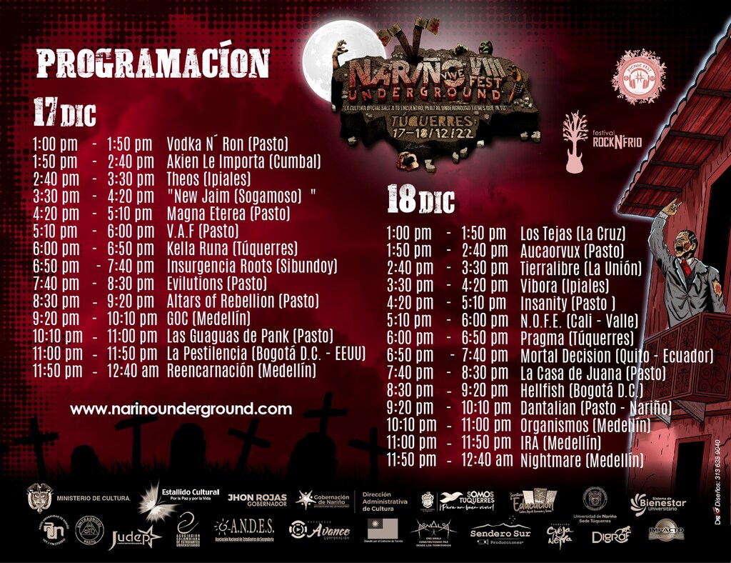 Programación Nariño Vive Underground 2022
