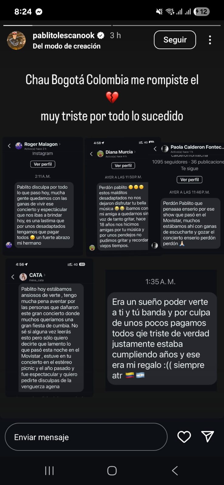 Mensaje de Pablo Lescano