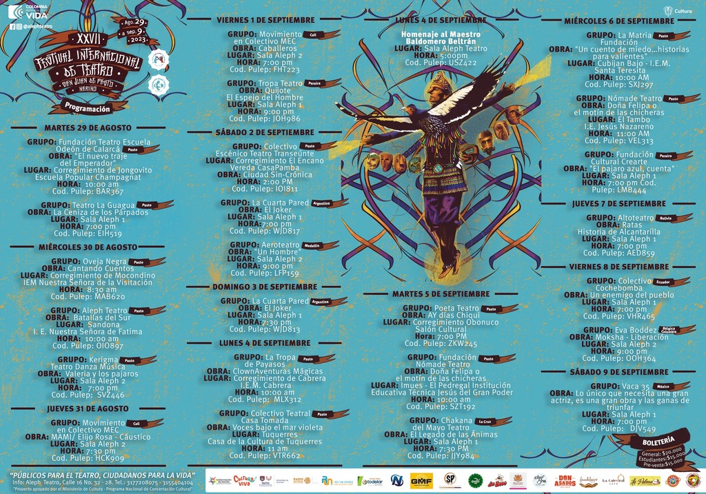 XXVII Festival Internacional de Teatro San Juan de Pasto PROGRAMACIÓN