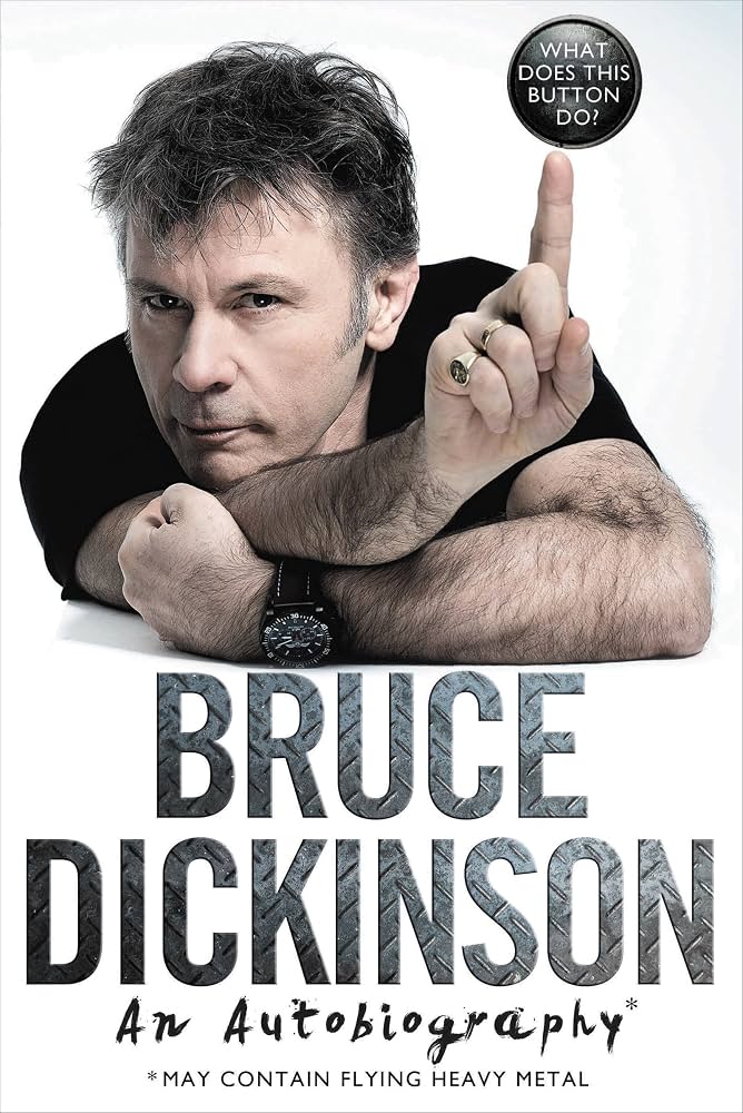 Portada de la autobiografía de Bruce Dickinson, What Does This Button Do?