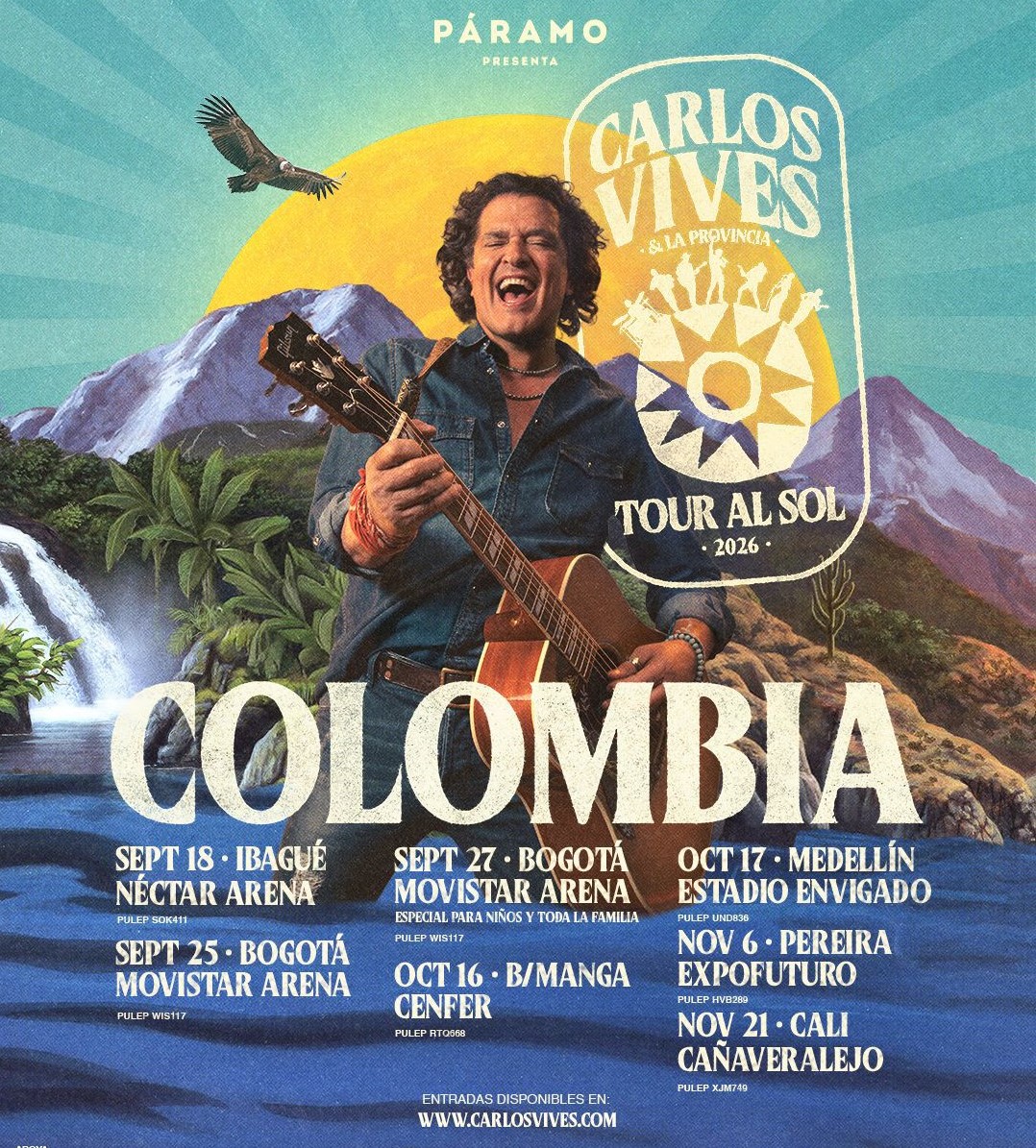 Fechas, precio, boletería, tour al sol Carlos Vives
