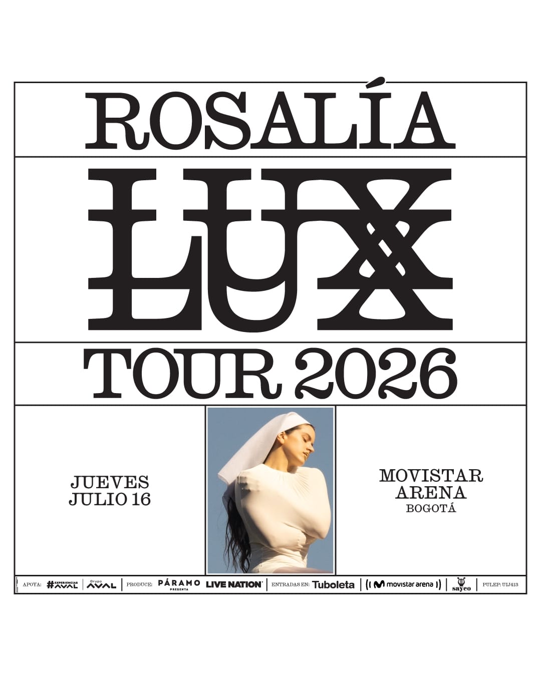 Rosalía en vivo en Boogotá. Lux 2026 tour