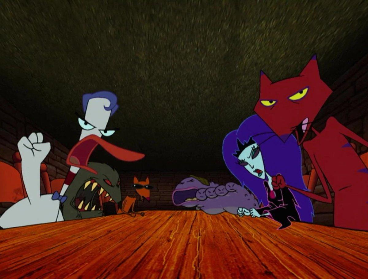 Algunos de los villanos y personajes monstruosos de la serie animada "Coraje, el perro cobarde".
