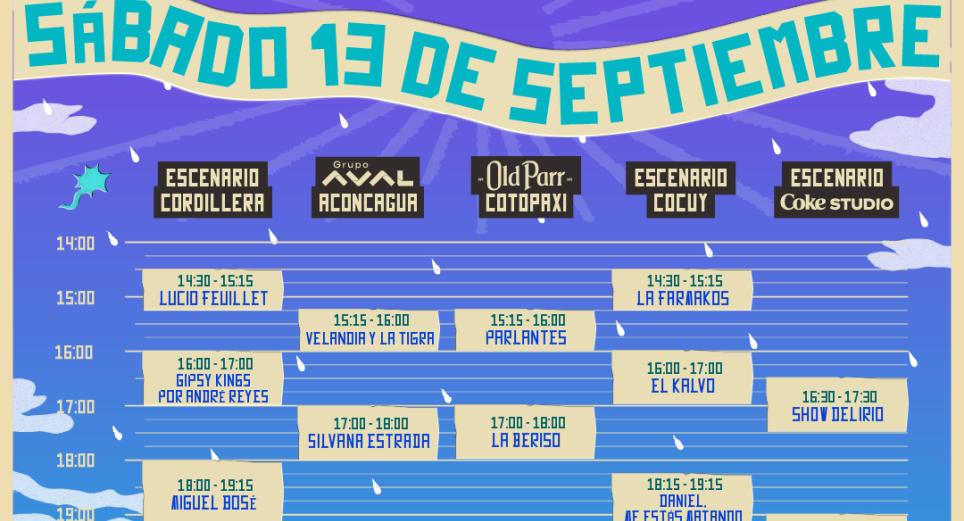 Conoce la programación del Festival Cordillera 2025 para este sábado 13 de septiembre 