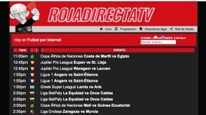 Captura de pantalla de la página de Rojadirecta.com
