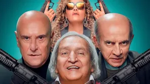 Jairo Camargo, Jorge Cao, Diego León Hoyos y Aura Cristina Geithner protagonizan "Asalto al mayor". Foto Instagram: @agora.films.co. 