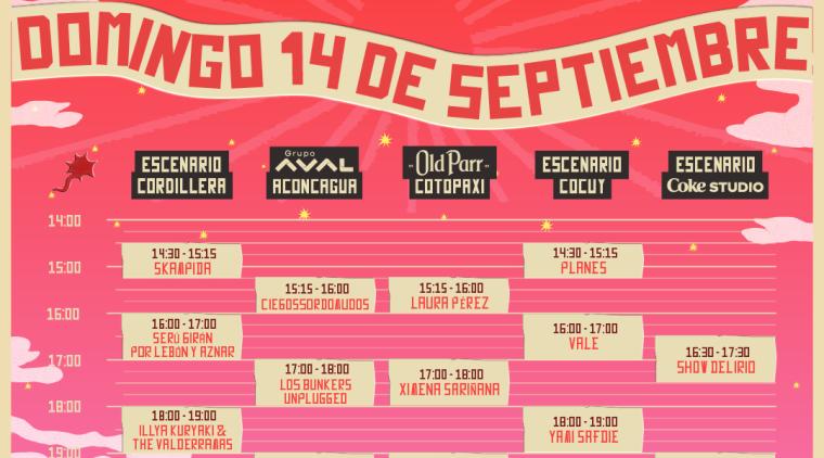 Festival Cordillera sábado 13 de septiembre: programación y horarios 
