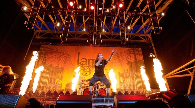 Randy Blythe, vocalista de Lamb of God, durante una presentación en el Germania Insurance Amphitheater de Austin, Texas, el 20 de agosto de 2021. Foto: Suzanne Cordeiro / AFP