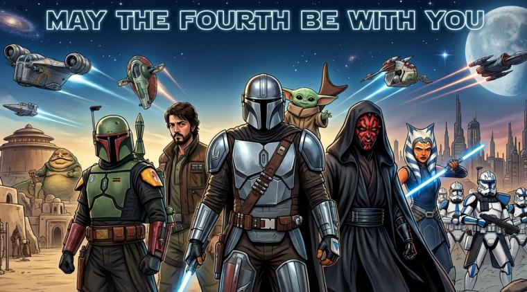 Estrenos y contenidos del Día de Star Wars 2026. Imagen hecha con IA.