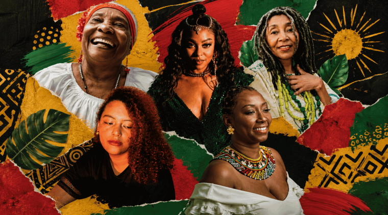 Collage mujeres y tambor | Radiónica
