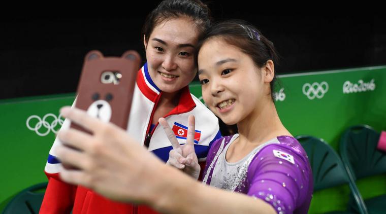 Selfie de gimnastas coreanas en Río 2016. Foto: Reuters