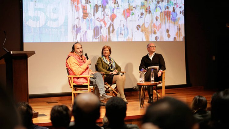 Felipe Aljure (director artístico), Claudia Triana de Vargas (directora de Proimágenes Colombia) y Julián David Correa (Director de Cinematografía del Ministerio de Cultura)