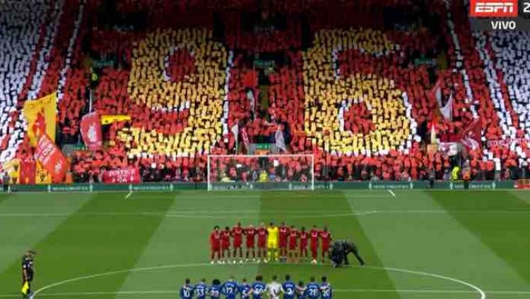 Tributo a las víctimas de Hillsborough, 30 años después. Captura/ESPN