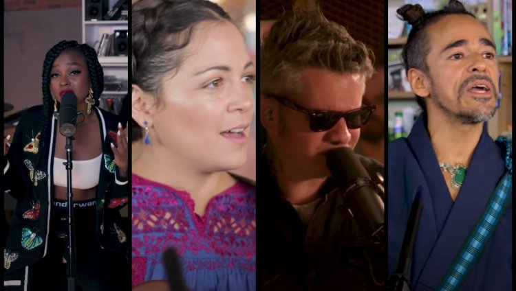 Collage con capturas de pantalla de Tiny Desk Concerts Collage con capturas de pantalla de Tiny Desk Concerts