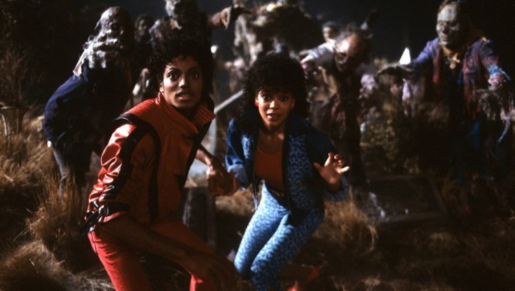 Michael Jackson, Ola Ray y zombies en el video de Thriller. Foto tomada de culturaocio.com