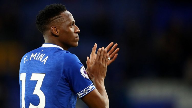 Yerry Mina con el Everton. Foto: Everton