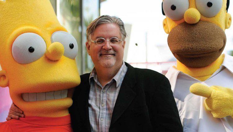 Matt Groening prepara nueva serie para Netflix Bart Simpson, Matt Groening y Homero Simpson.