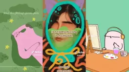 8 cuentas ilustración y animación en TikTok para subir ánimo. Collage a partir de animaciones de Liz Karcewski, Gonxtruf y Ketnipz
